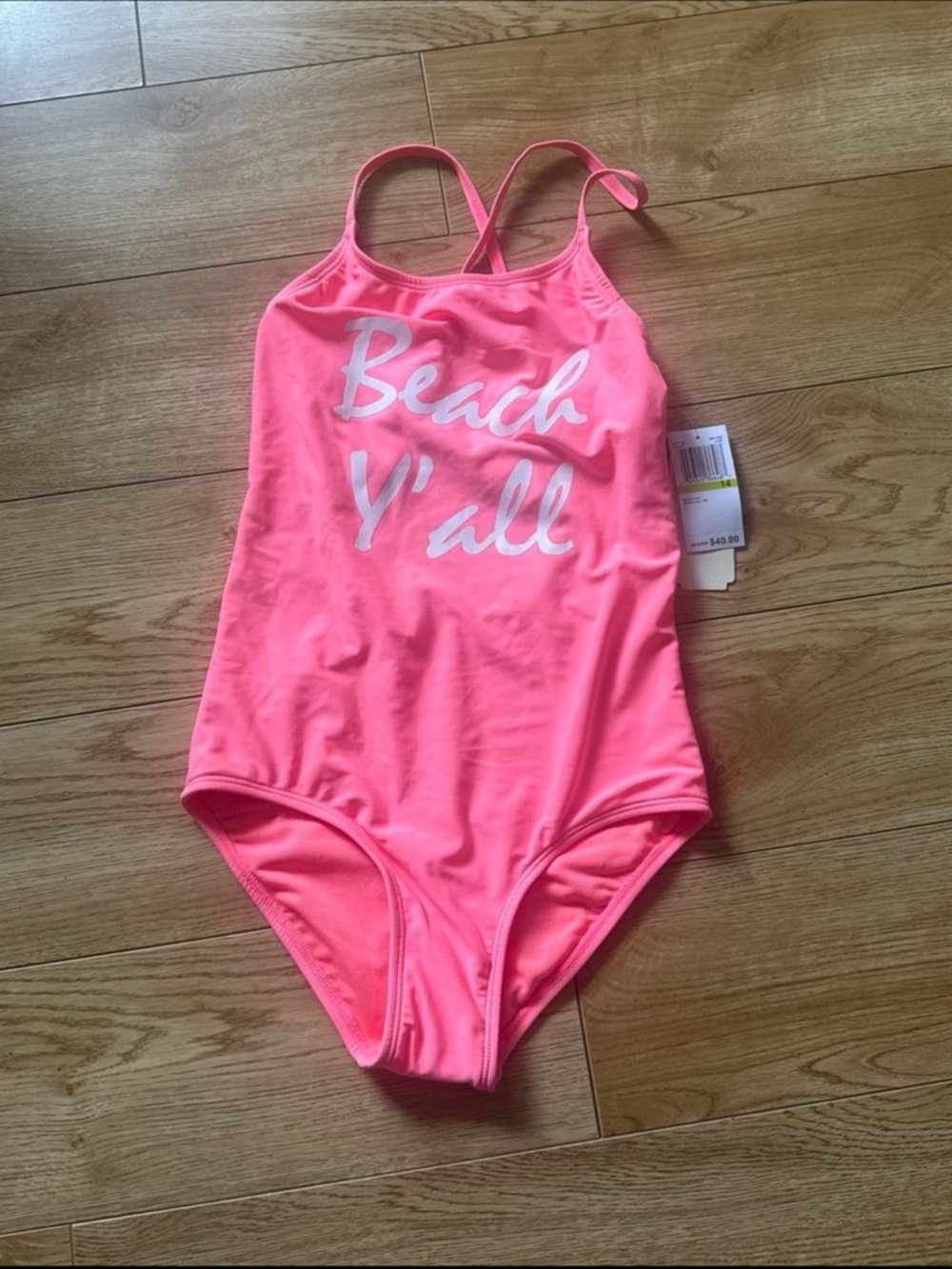 GB girls Neon Pink One-Piece Swimsuit 14